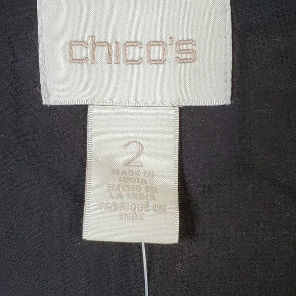 Chico's Beaded Full Zip Bomber Jacket Black Silver Sequined Embellished Sz L/2 - Picture 4 of 8